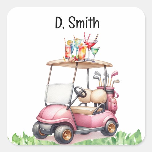 Golf-Rente für Golferin Quadratischer Aufkleber (Vorderseite)