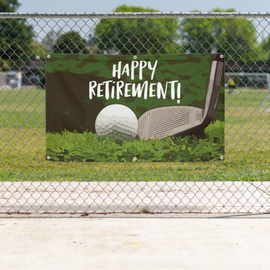 Golf-Rente mit Ball und Eisen auf grün Banner (Insitu)