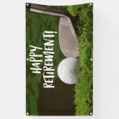 Golf-Rente mit Ball und Eisen auf grün Banner (Vertikal)