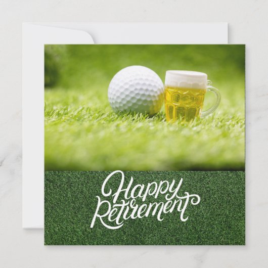 Golf-Rente mit Golf-Ball und Bier auf Grün Karte (Vorderseite)