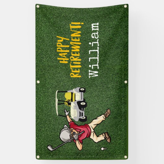 Golf-Rente mit Golfer-Dobing auf grünem Gras Banner (Vertikal)