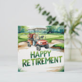 Golf-Rente mit Golfwagen auf grüne Karte (Stehend Vorderseite)