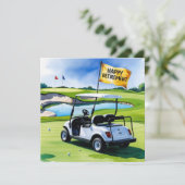 Golf-Rente mit Golfwagen auf grüne Karte (Stehend Vorderseite)
