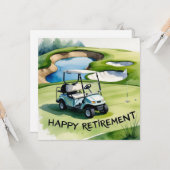 Golf-Rente mit Golfwagen auf grüne Karte (Vorderseite/Rückseite Beispiel)