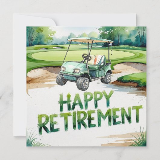 Golf-Rente mit Golfwagen auf grüne Karte (Vorderseite)