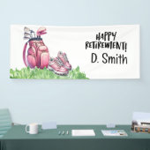 Golf-Rente mit rosa Golftasche für Frau Banner (Messe)