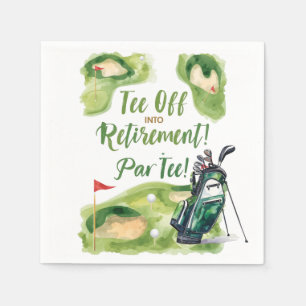 Golf-Rente-Party mit Golftasche auf Grün Serviette
