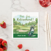 Golf-Rente-Party mit Golftasche auf Grün Serviette (Beispiel)