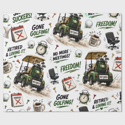 Golf-Rentner-Thema für Golfer Geschenkpapier (Flach)