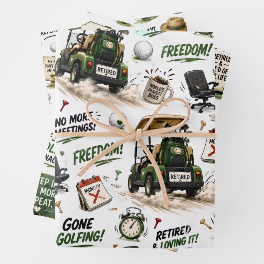 Golf-Rentner-Thema für Golfer Geschenkpapier Set (Beispiel)