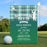Golf Retirement Party Green Gingham Einladung<br><div class="desc">Golf Theme Pension Einladungen.</div>