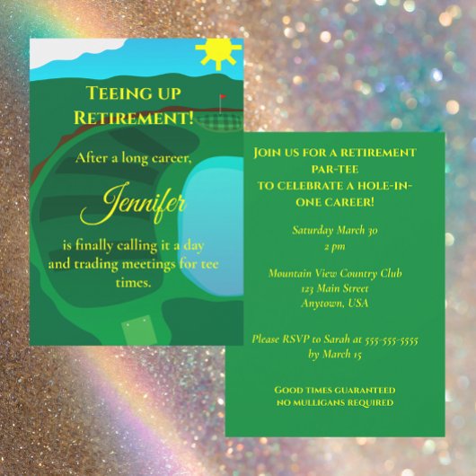 Golf Retirement Party, Tee Time Retirement Einladung