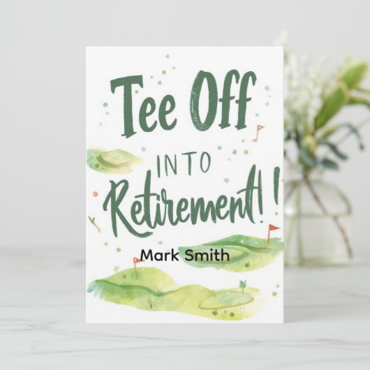 GOLF RETIREMENT REReifen, Relax & ParTee für Golfe Einladung (Stehend Vorderseite)