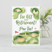 GOLF RETIREMENT Tee off ParTee for golfer Einladung (Stehend Vorderseite)