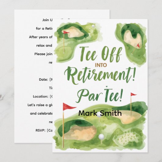 GOLF RETIREMENT Tee off ParTee for golfer Einladung (Vorne/Hinten)