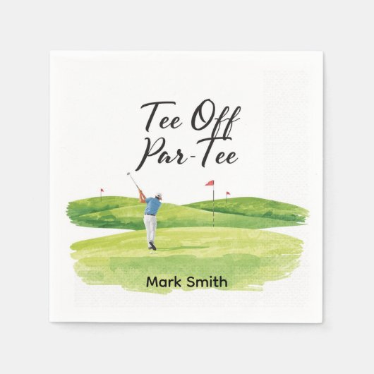 Golf Retirement with golfer on green Serviette (Vorderseite)