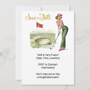 Golf Retro Golf Chic: Golfer bei den Grünen Einladung