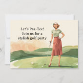 Golf Retro Golf Chic: Golferin am Grün Einladung (Vorderseite)