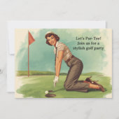Golf Retro Golf Chic: Golferin am Grün Einladung (Vorderseite)