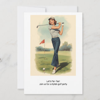 Golf Retro Golf Chic: Golferin am Grün Einladung