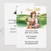 Golf Retro Golf Chic: Golferin am Grün Einladung (Vorne/Hinten)