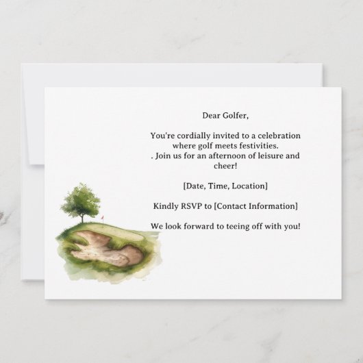 Golf  Retro Golf Chic: Woman Golfer at the Green Einladung (Rückseite)