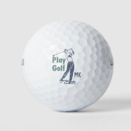 Golf Retro Golfer Mit Monogramm Golfball
