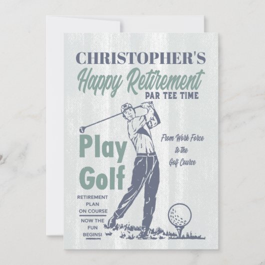 Golf Retro Happy Retirement Party Einladung (Vorderseite)
