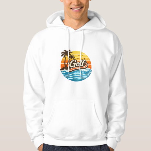 Golf Retro-Sonnenuntergangs-Design Hoodie (Vorderseite)