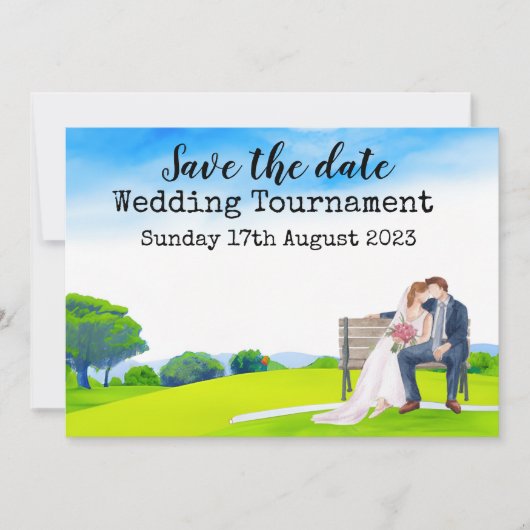 Golf Rettet das Datum Golf Hochzeit Aquarell Einladung (Vorderseite)