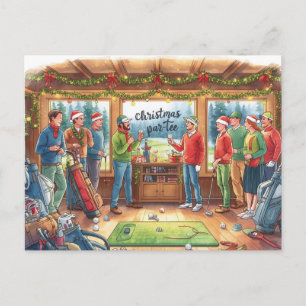 Golf rettet das Datum mit Golfball und Sandwedge Postkarte