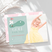Golf Rosa Flagge Schleife Foto Mädchen Geburtstags