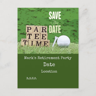 Golf-Ruhestand mit Ball par tee-Zeit auf grün C Postkarte