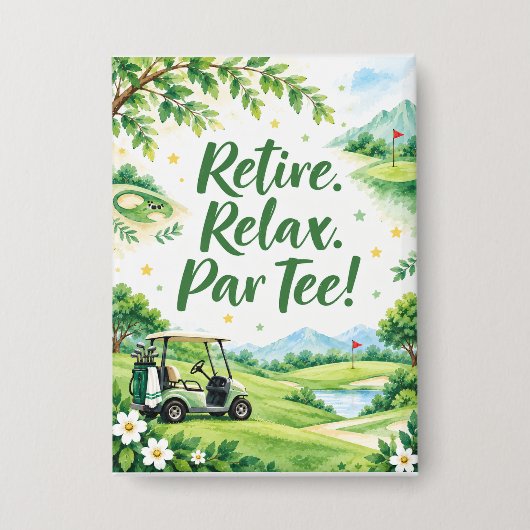 Golf Ruhestand mit Golf-Flagge Golfbälle Button (Vorderseite)