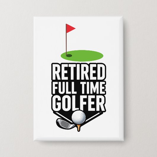 Golf Ruhestand mit Golf-Flagge Golfbälle Button (Vorderseite)