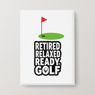 Golf Ruhestand mit Golf-Flagge Golfbälle Button