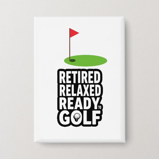 Golf Ruhestand mit Golf-Flagge Golfbälle Button (Vorderseite)