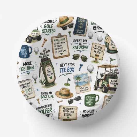 Golf-Ruhestand Thema Pappteller (Vorderseite)