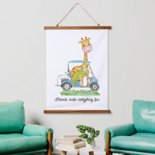 Golf Safari Kinderzimmer Printing Wandteppich Mit Holzrahmen