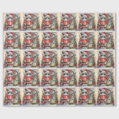 Golf Santa Cat mit Tasche Weihnachten Hintergrund Geschenkpapier (Flach)