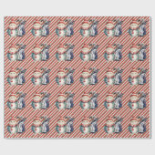 Golf Santa Cat mit Tasche Weihnachten Hintergrund Geschenkpapier (Flach)