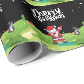 Golf Santa Claus auf dem Golfplatz Geschenkpapier (Rolleneckpunkt)