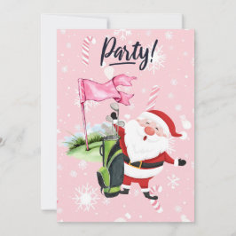 Golf Santa Claus Golf im rosa Hintergrund Einladung