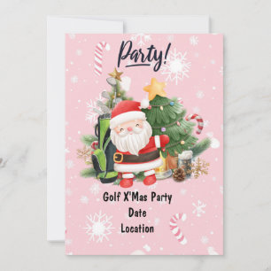 Golf Santa Claus Golf im rosa Hintergrund Einladung