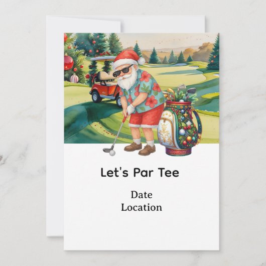 Golf Santa Claus Golf Sommer Weihnachten Einladung (Vorderseite)
