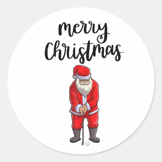 Golf Santa Claus Golfen Frohe Weihnachten Runder Aufkleber (Vorderseite)
