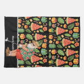 Golf Santa Claus Golfen Sommer Hawaiian Thema Geschirrtuch (Horizontal)