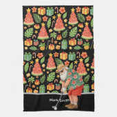 Golf Santa Claus Golfen Sommer Hawaiian Thema Geschirrtuch (Vertikal)