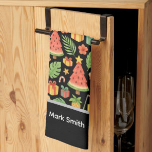 Golf Santa Claus Golfen Sommer Hawaiian Thema Geschirrtuch