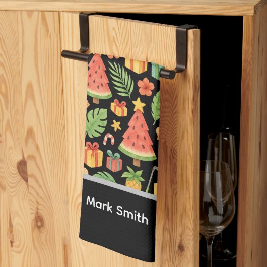 Golf Santa Claus Golfen Sommer Hawaiian Thema Geschirrtuch (Drittel gefaltet)